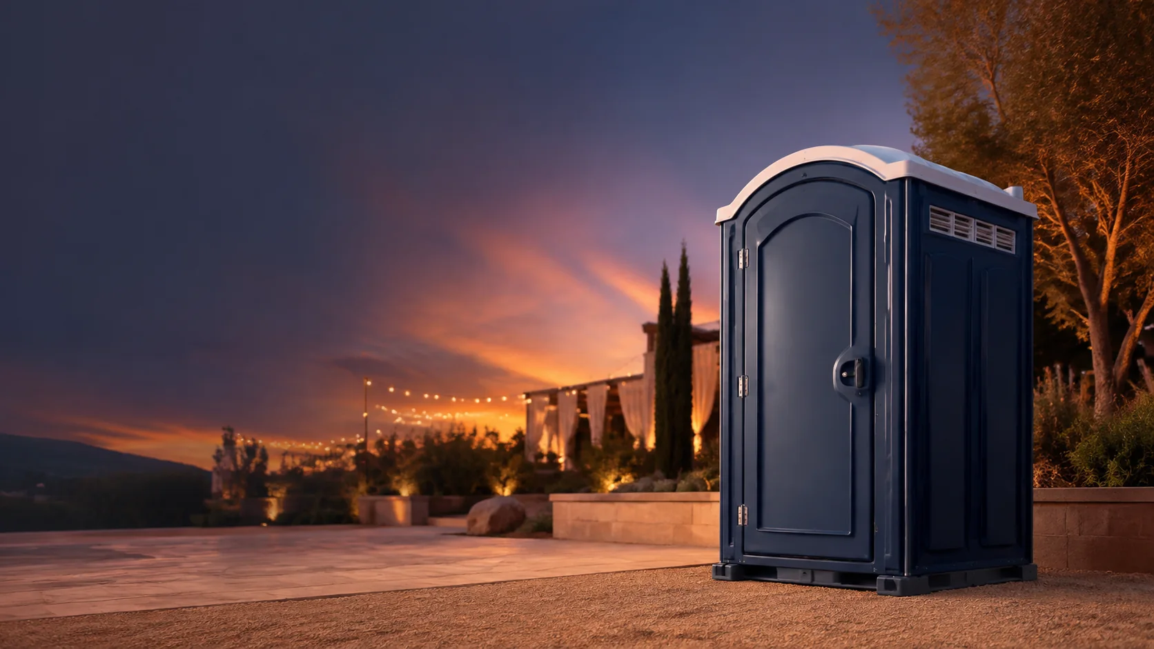 Portable restroom shown for rental planning in Livonia, MI